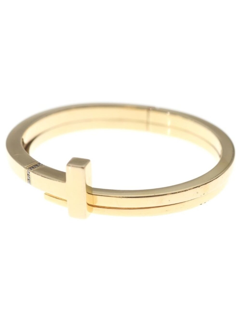 Tiffany & Co T Square Wrap Pave Diamond 18k Pink Gold Bracelet Bangle